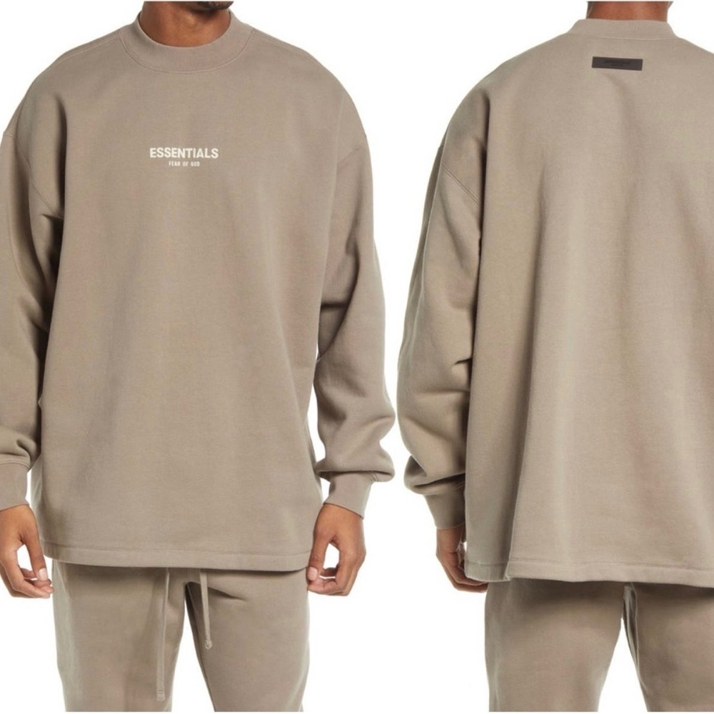 Fear of god Essentials - NWT men’s desert taupe crewneck sweatshirt top size XL